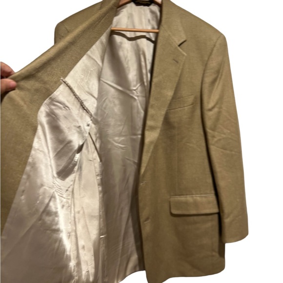 Brooks Brothers Mens Tan  Silk Blend Blazer Lightweight Double Button sz L - Picture 9 of 16